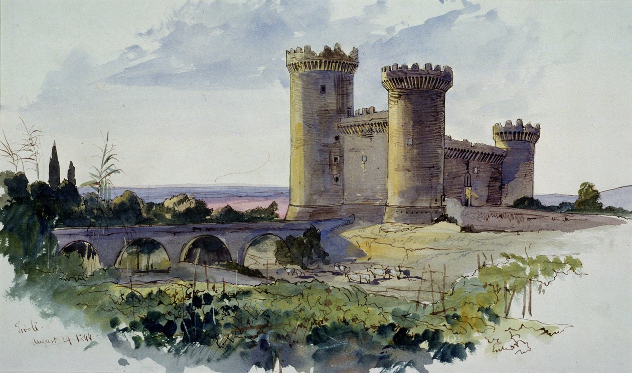 Tivoli, 1800-luku (vesivärimaalaus) tekijältä Edward Lear