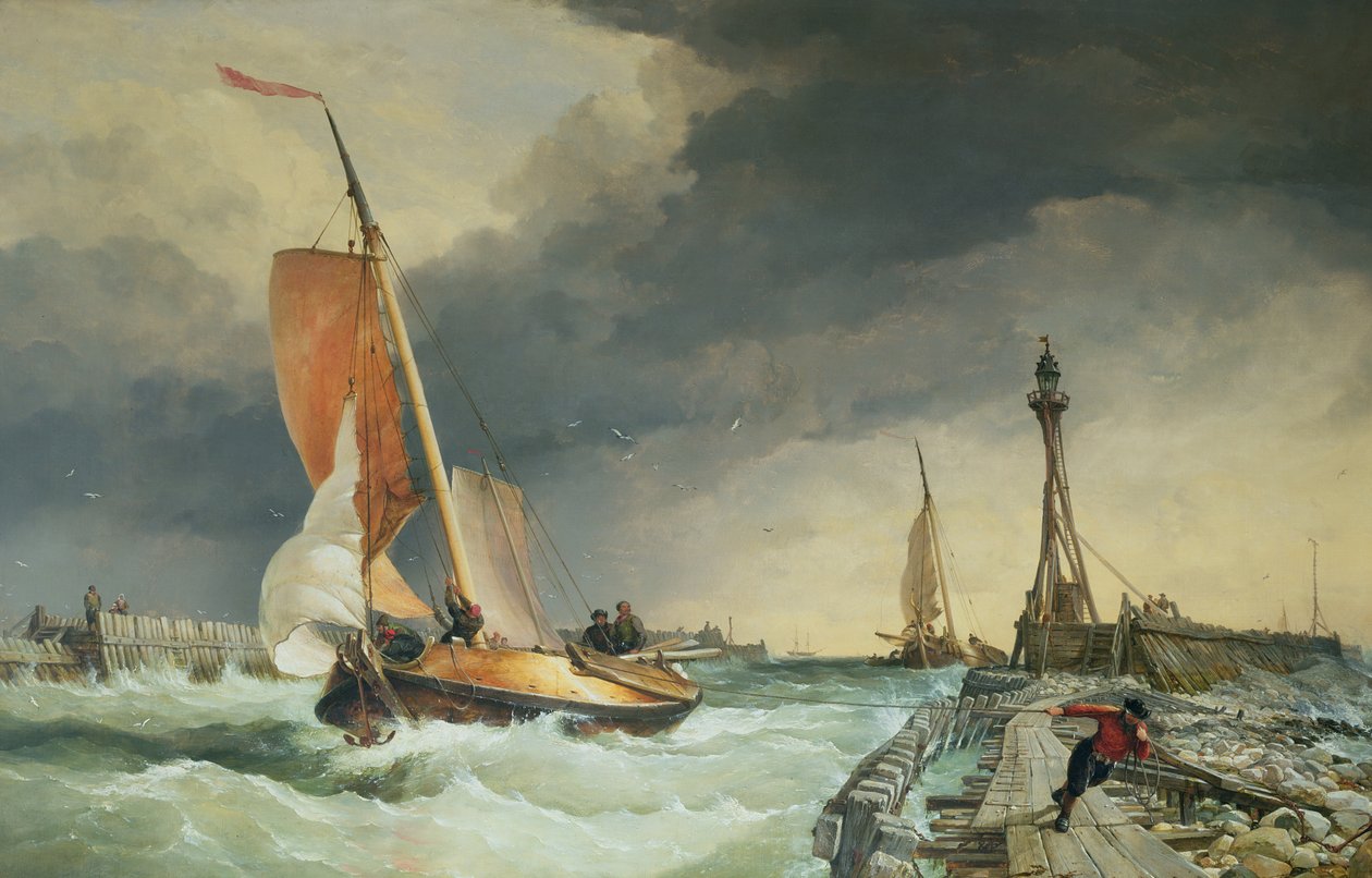 Zuider Zee - vene palaa satamaan tekijältä Edward William Cooke