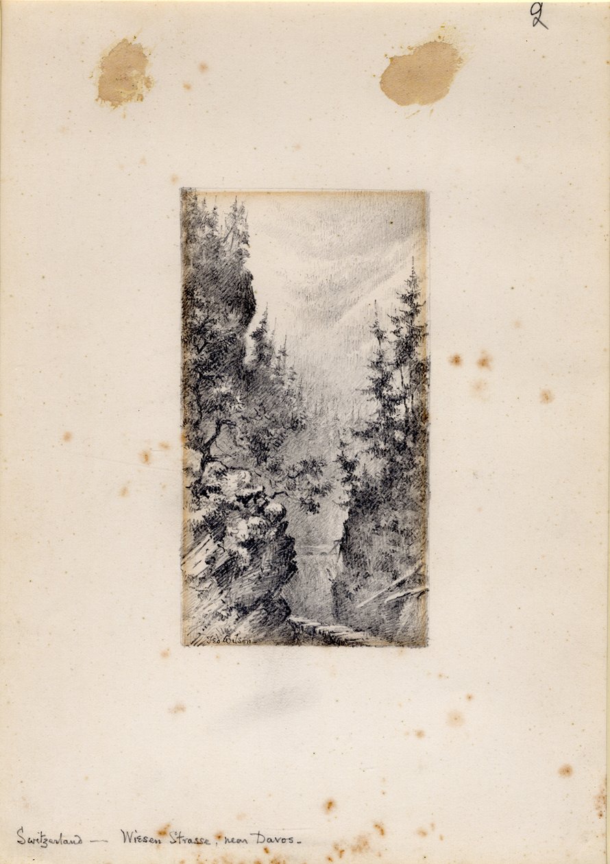 Wiesen Strasse lähellä Davosia, Sveitsi, 1898-99 tekijältä Edward Adrian Wilson