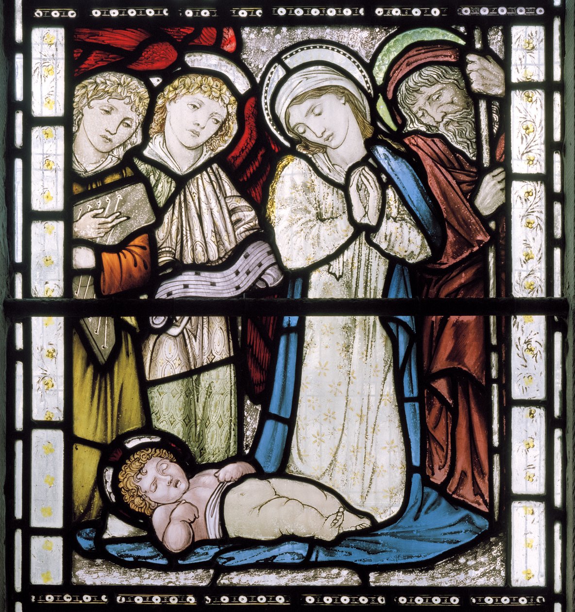 Kristuksen syntymä, 1877 (lasimaalauksia) tekijältä Edward Burne Jones