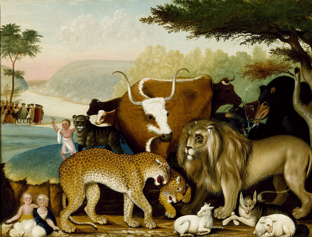 Rauhallinen kuningaskunta, n. 1846-1847 (öljy kankaalle) tekijältä Edward Hicks