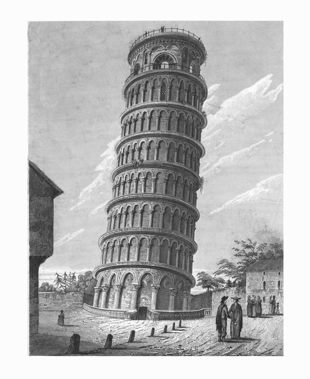 Kalteva kellotorni, Pisa, 1824. tekijältä Edward John Roberts