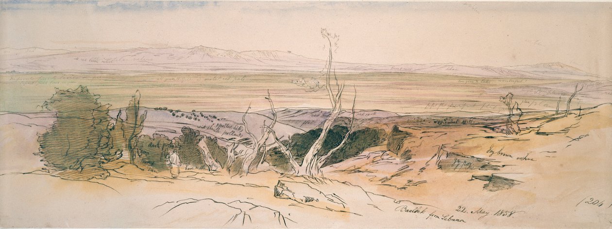 Baalbek Libanonista, 1858. tekijältä Edward Lear