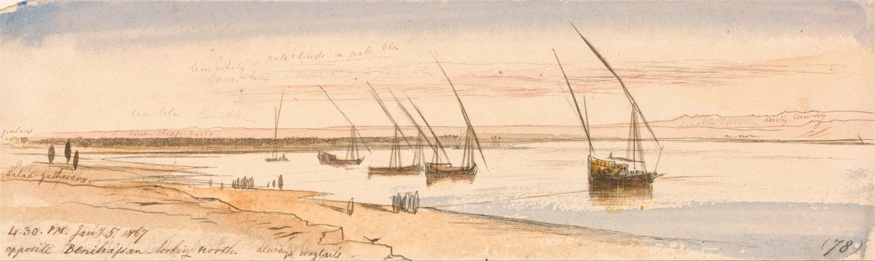 Beni Hassania vastapäätä, pohjoiseen päin tekijältä Edward Lear