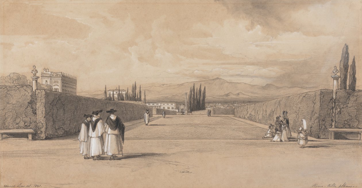 Villa Albanin puutarhat tekijältä Edward Lear