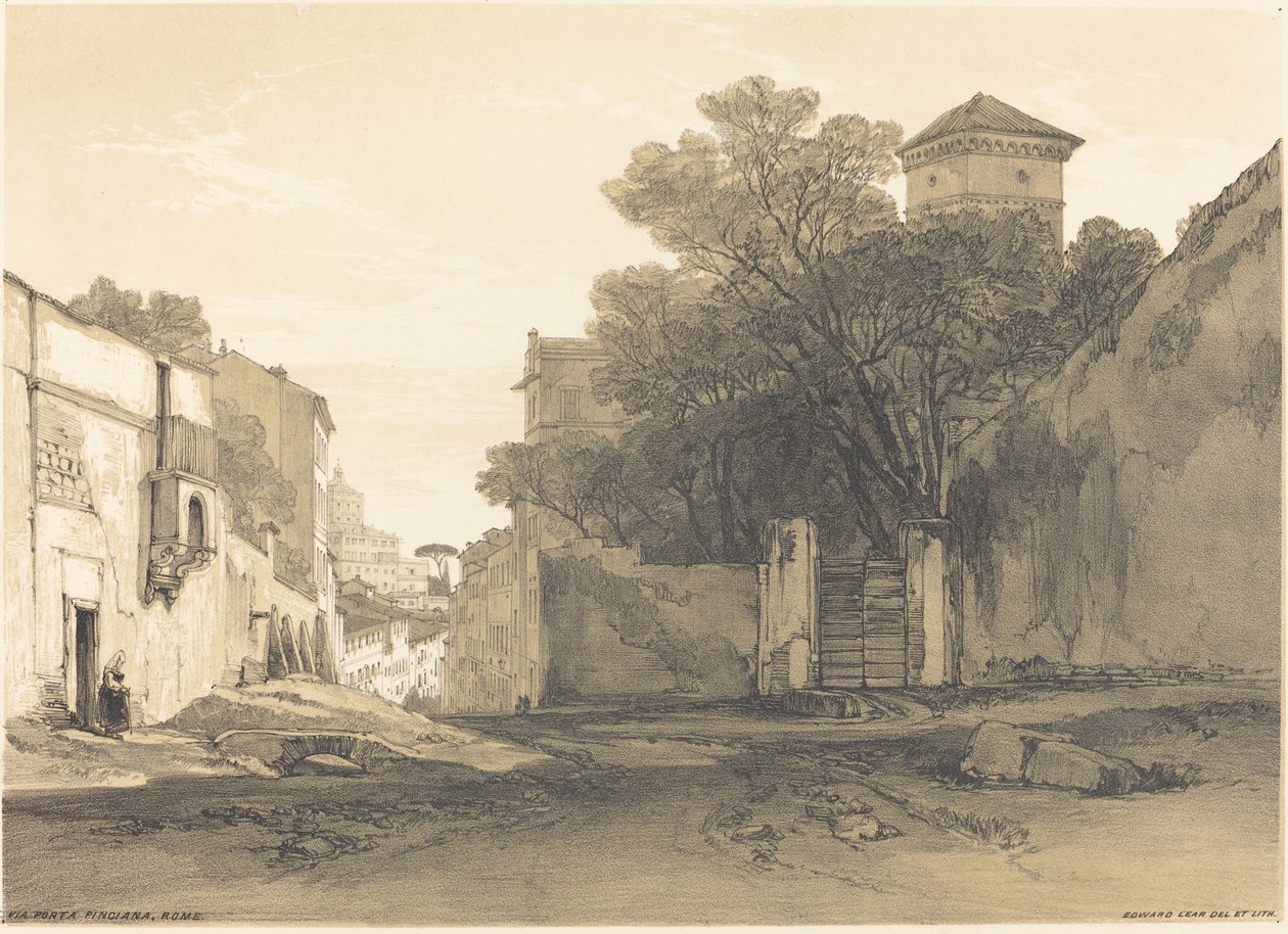 Via Porta Pinciana, Rooma. tekijältä Edward Lear
