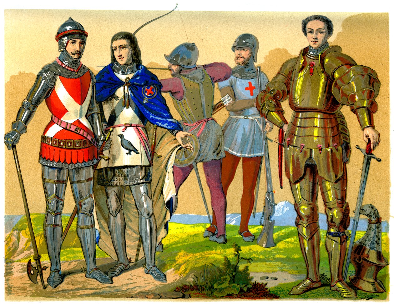 Englantilainen taistelupuku, 1400-1600-luku 1849. tekijältä Edward May