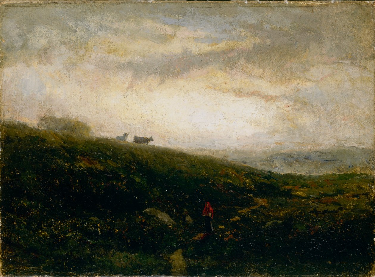 Nimetön (lehmät laskeutuvat rinteeseen) tekijältä Edward Mitchell Bannister