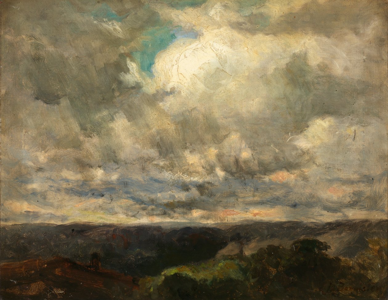 Nimetön maisema, pilvinen taivas. tekijältä Edward Mitchell Bannister