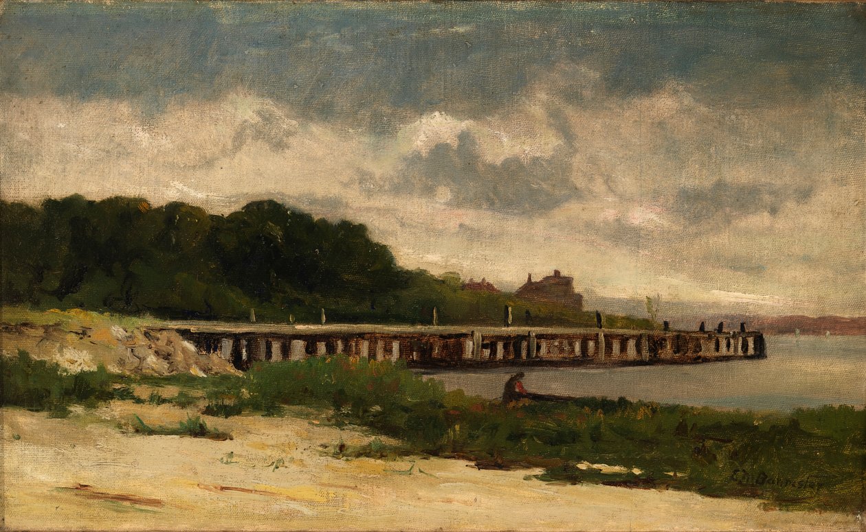 Nimetön maisema laiturilla, n.d. tekijältä Edward Mitchell Bannister