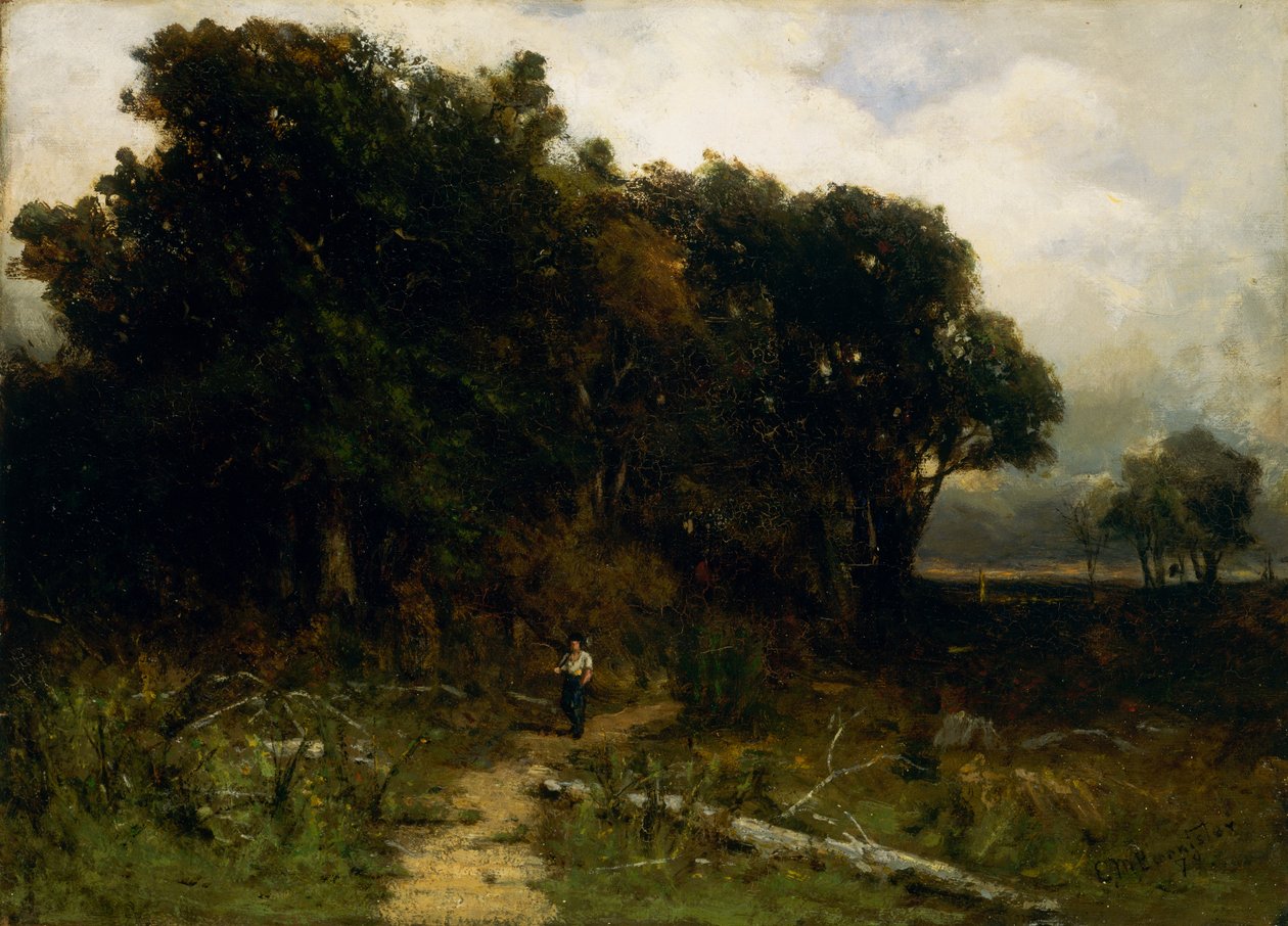 Nimetön maisema, puunhakkaaja polulla, 1879. tekijältä Edward Mitchell Bannister