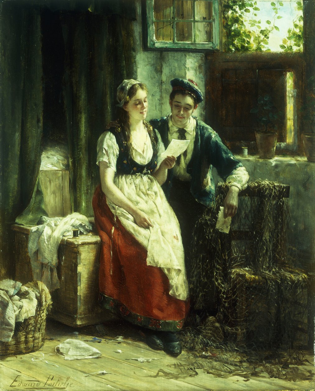 The Letter (öljy paneelissa) tekijältä Edward Portielje