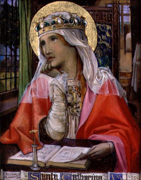 Pyhä Katariina, noin 1900 (öljy paneelille) tekijältä Edward Reginald Frampton