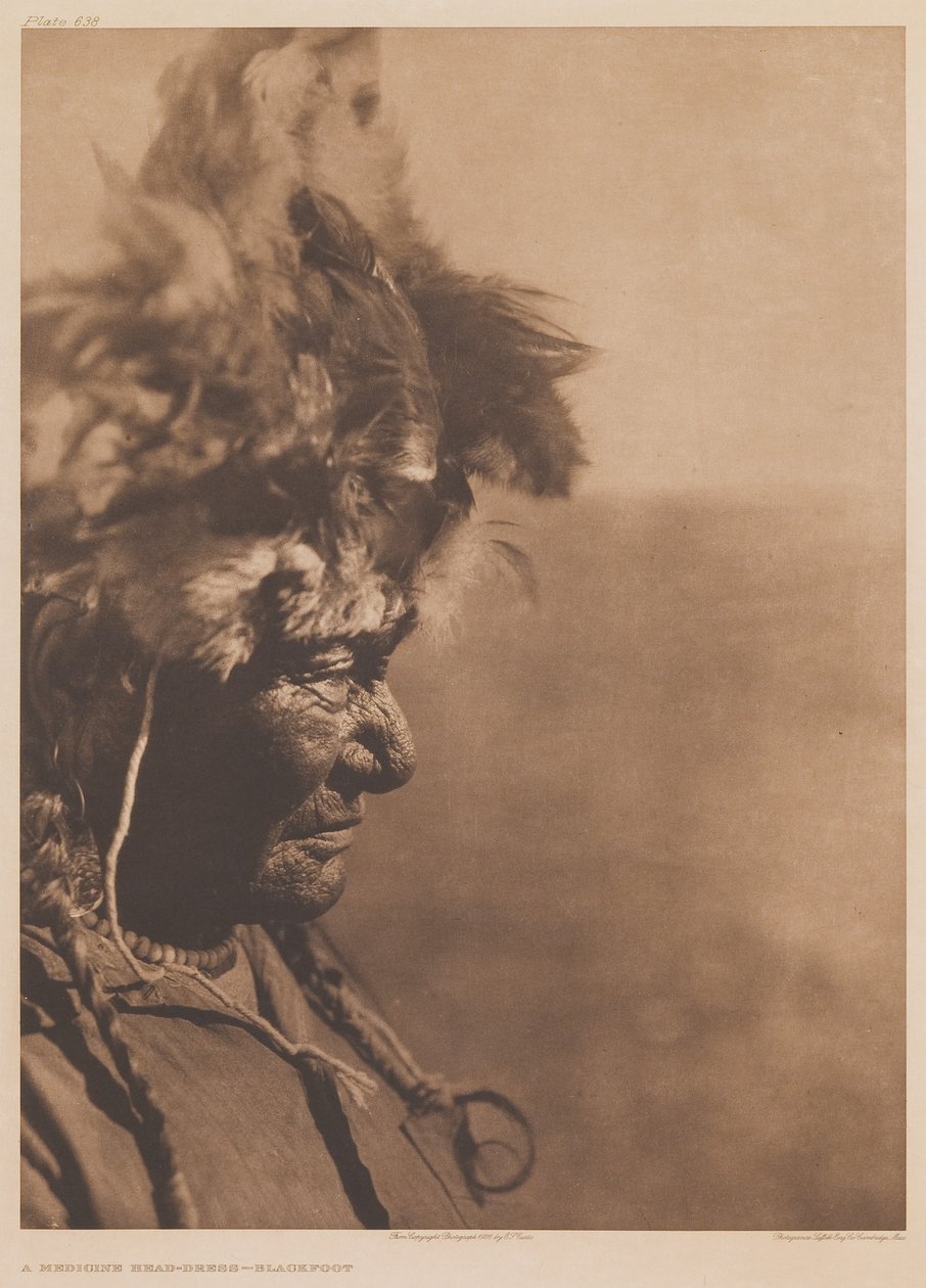 Lääketiede päähine Blackfoot tekijältä Edward Sheriff Curtis