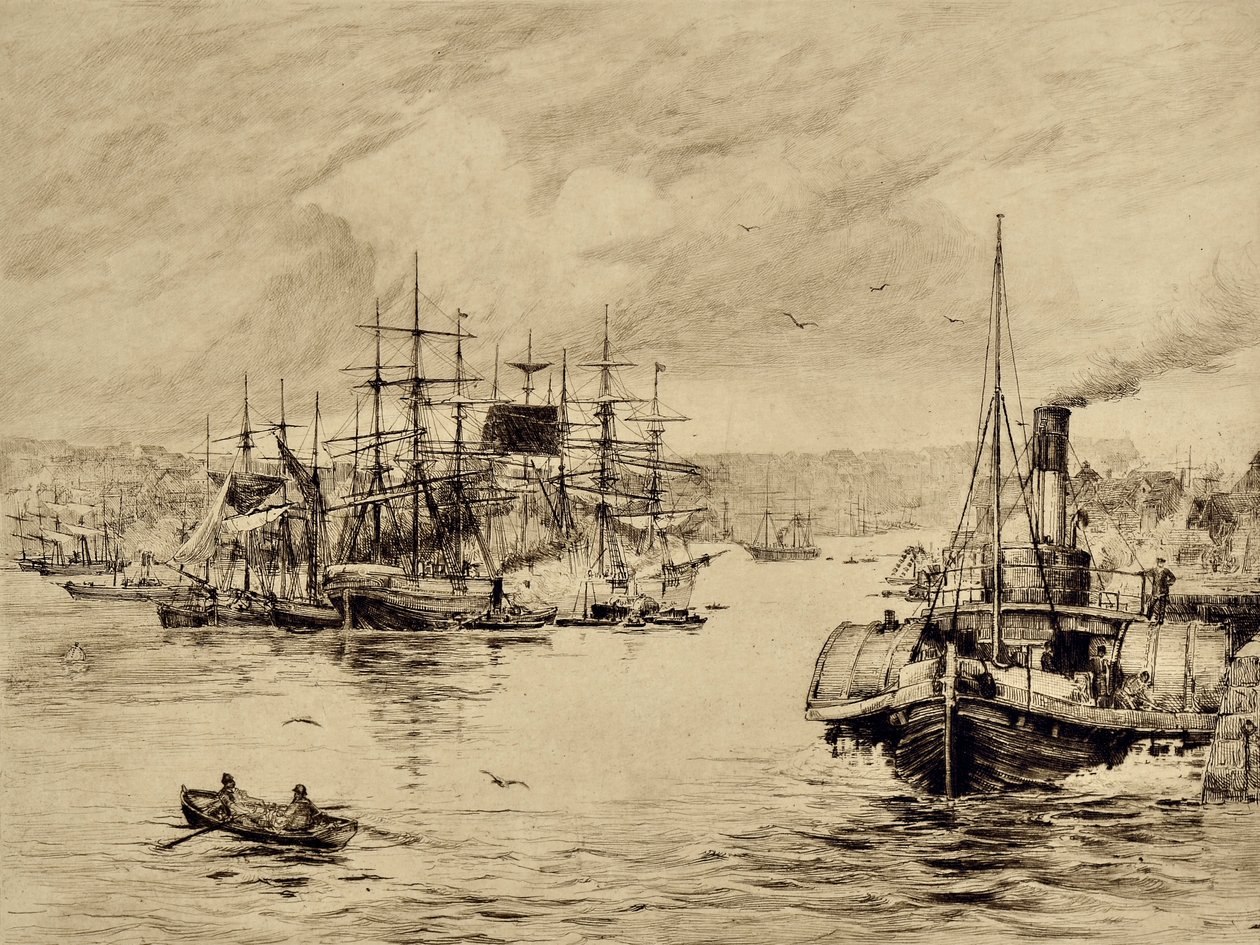 The Tyne: At Shields, n. 1880 (etsaus) tekijältä Edward Slocombe