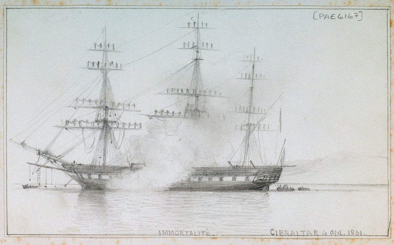 "Immortalite" Gibraltar, 4. huhtikuuta 1861. tekijältä Edward William Cooke