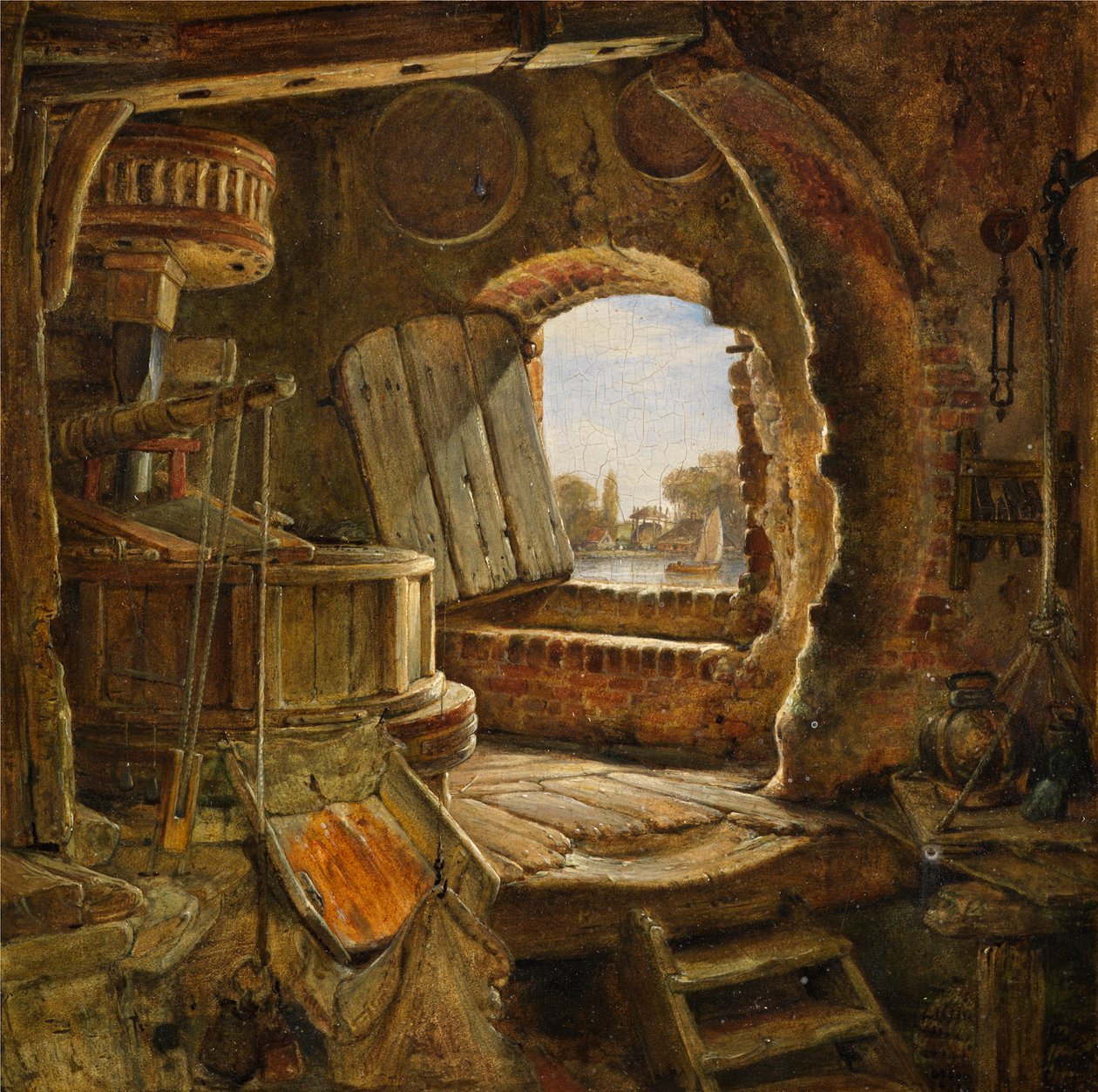 Rembrandtin isän mylly, 1843 tekijältä Edward William Cooke