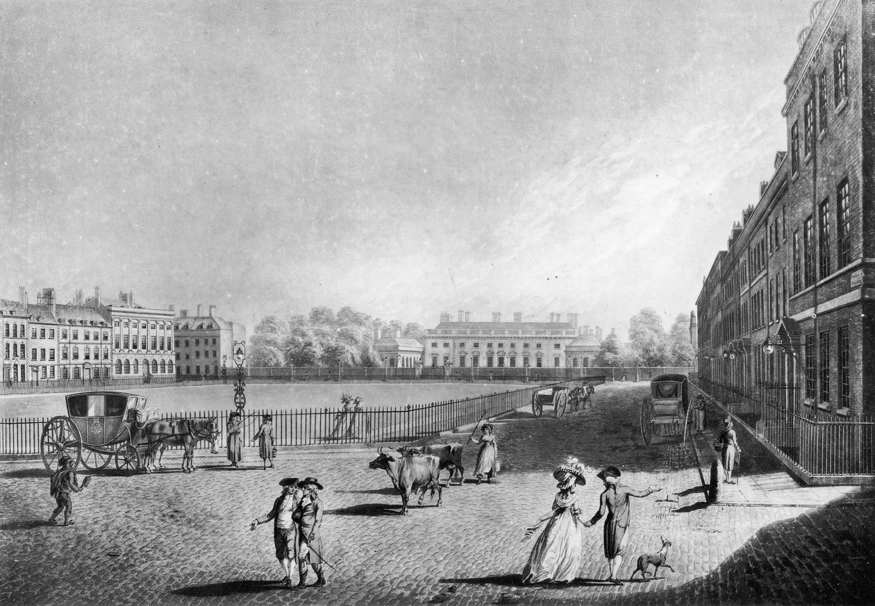 Näkymä Bloomsbury Squarelle, 1787 tekijältä Edward (after) Dayes