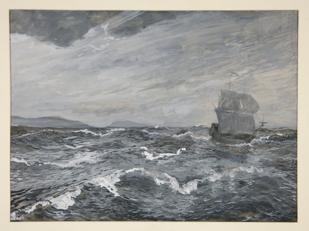 Merimaisema purjeveneellä tekijältä Edwin Austin Abbey
