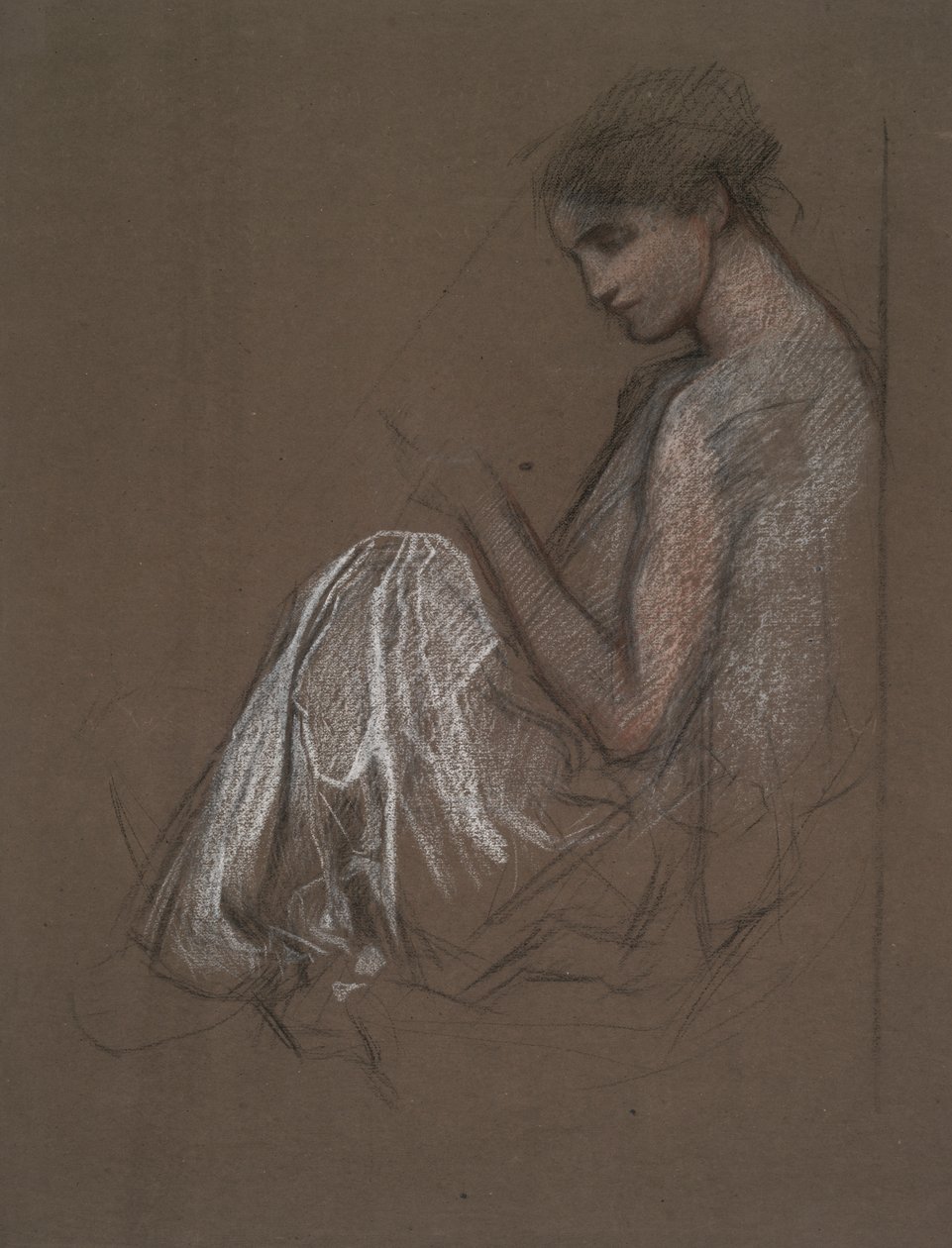 Istuva naishahmo. tekijältä Edwin Austin Abbey