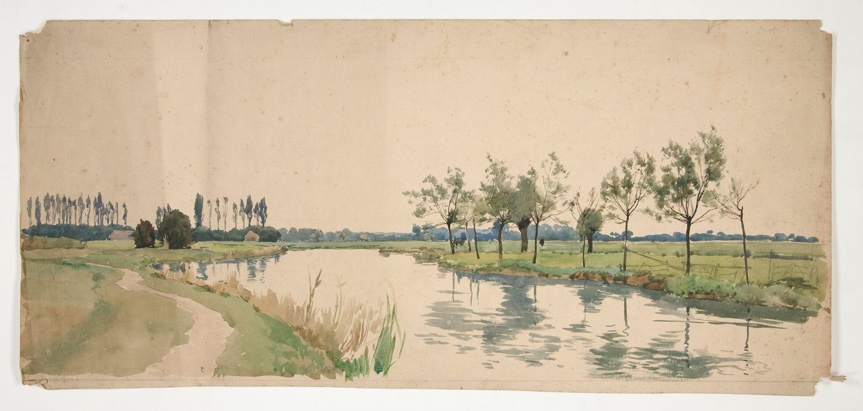 Puut reunustavat joen rantaa tekijältä Edwin Austin Abbey