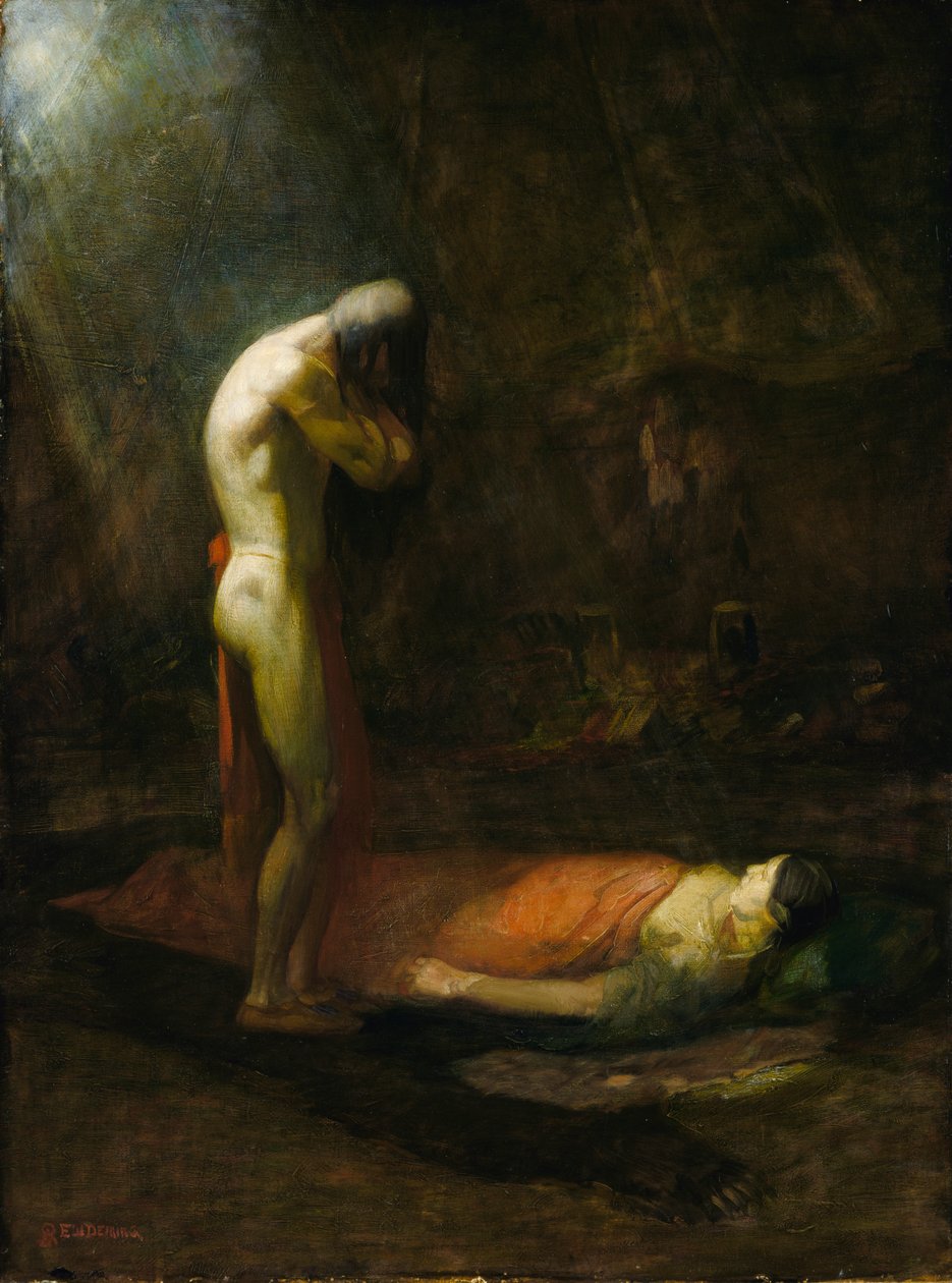 Mourning Brave, n. 1892. tekijältä Edwin Willard Deming