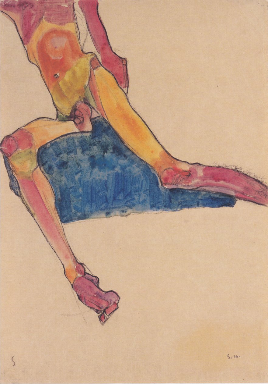 Rintakehä tai Blauem Tuchn tekijältä Egon Schiele