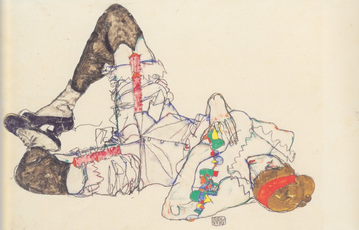 Nainen makaa selällään tekijältä Egon Schiele