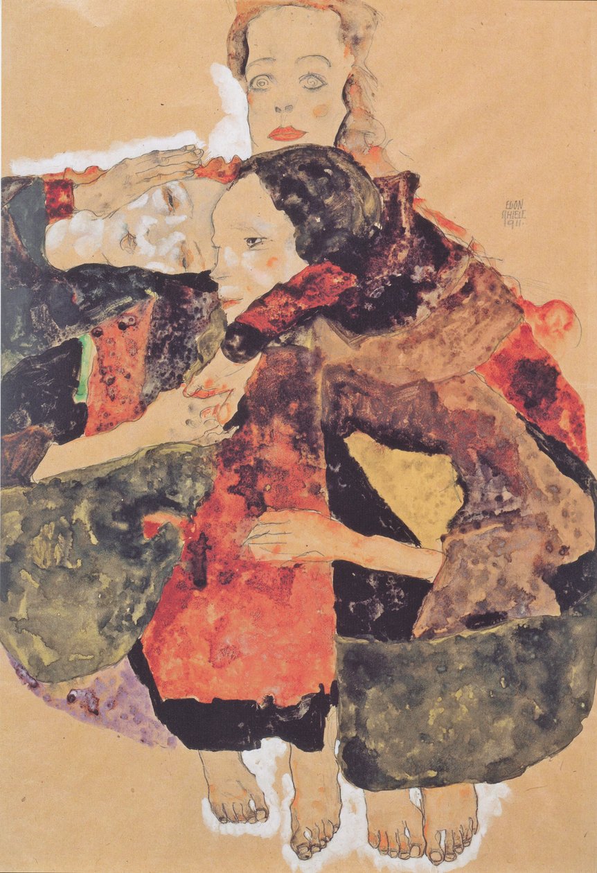Kolmen tytön ryhmä tekijältä Egon Schiele