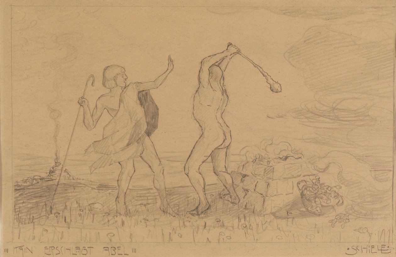 Kain erschlägt Abel tekijältä Egon Schiele