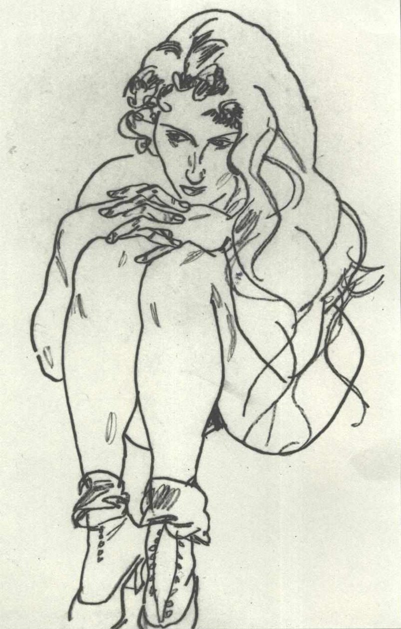 Kauernder Frauenakt tekijältä Egon Schiele