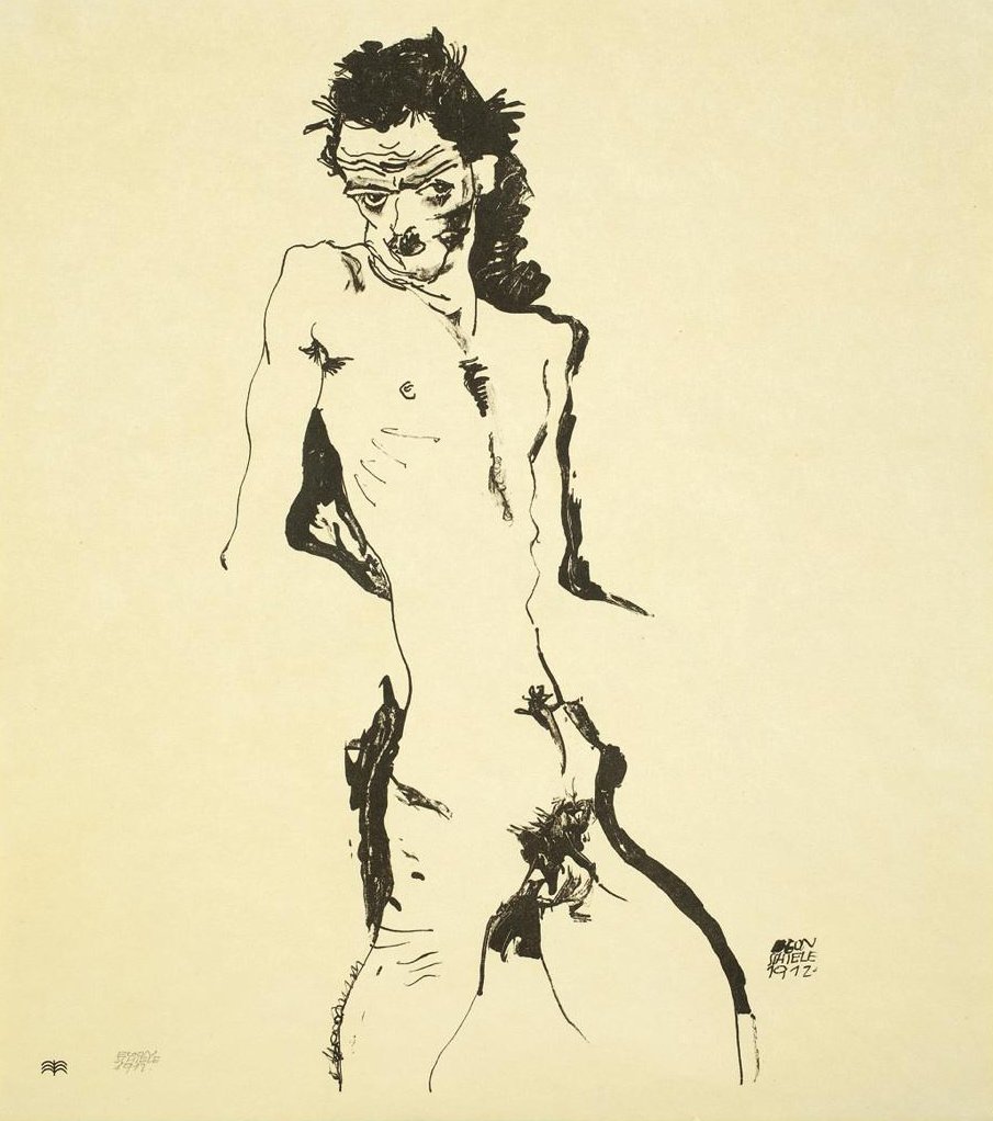 Männlicher Akt (Selbstbildnis) tekijältä Egon Schiele