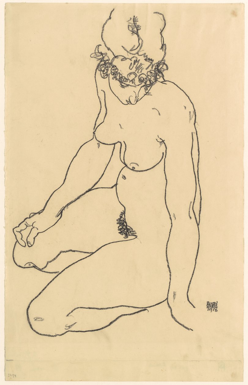 Istuva nainen, 1918 tekijältä Egon Schiele