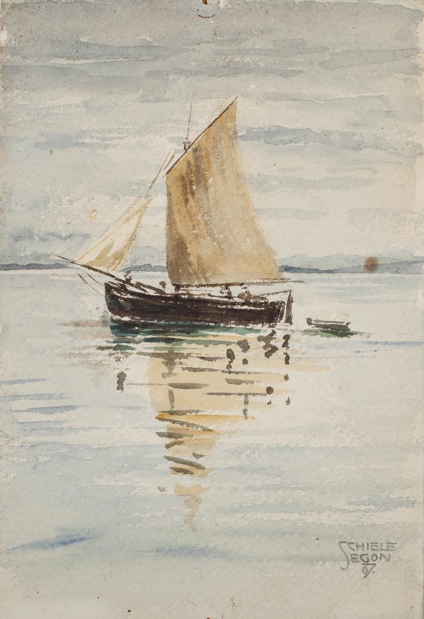 Segelschiff mit Spiegelungen tekijältä Egon Schiele