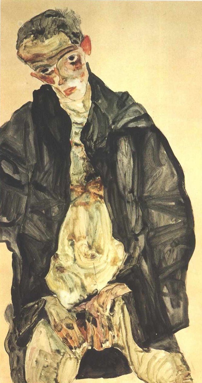 Selbstbildnis maturbierend tekijältä Egon Schiele