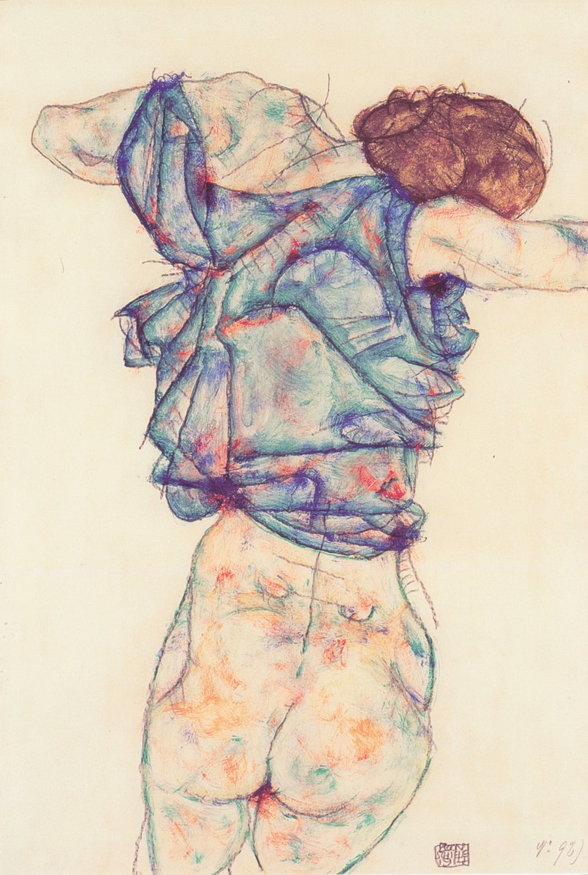 Nainen riisuutumasta tekijältä Egon Schiele