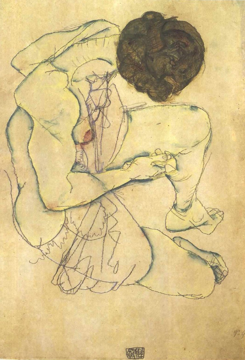 Sitzender Frauenakt tekijältä Egon Schiele
