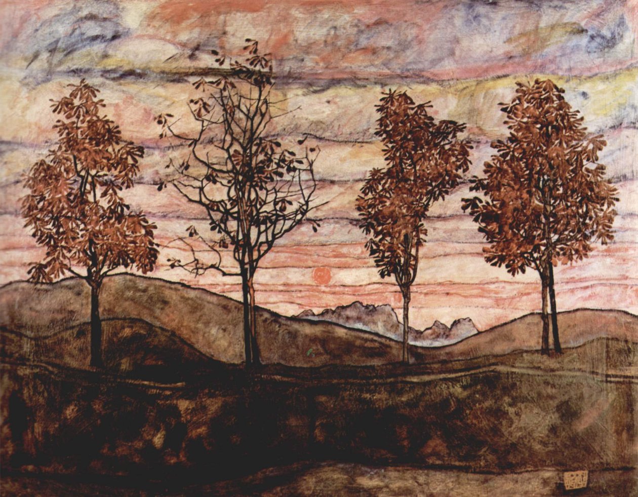 Vier Bäume tekijältä Egon Schiele