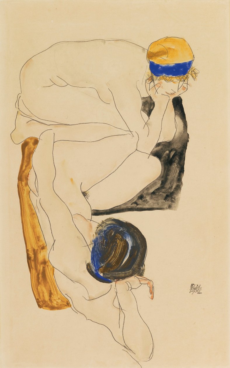 Zwei liegende Kuva tekijältä Egon Schiele