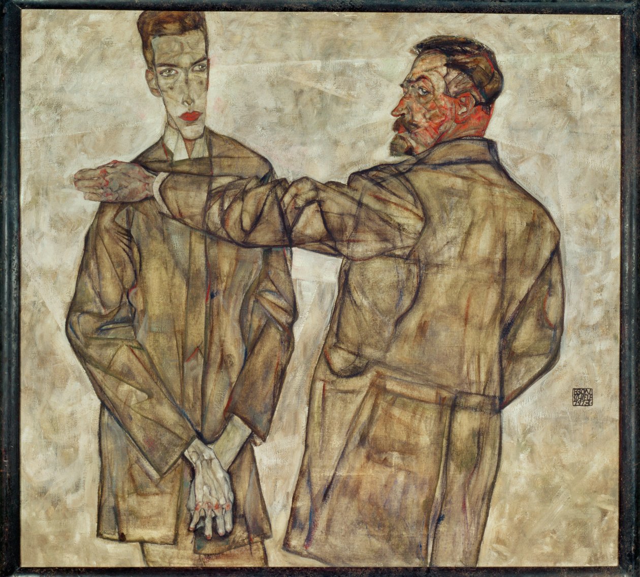 Kaksoismuotokuva keskuskomisario ... (maalaus kankaalle) tekijältä Egon Schiele