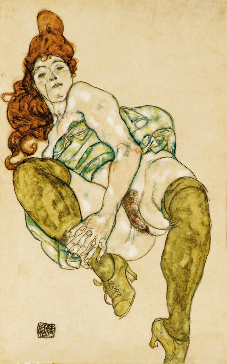 Naisen alaston oikea jalka, 1917 tekijältä Egon Schiele