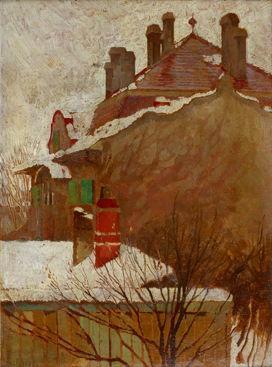 Talot talvella (näkymä studiosta) tekijältä Egon Schiele