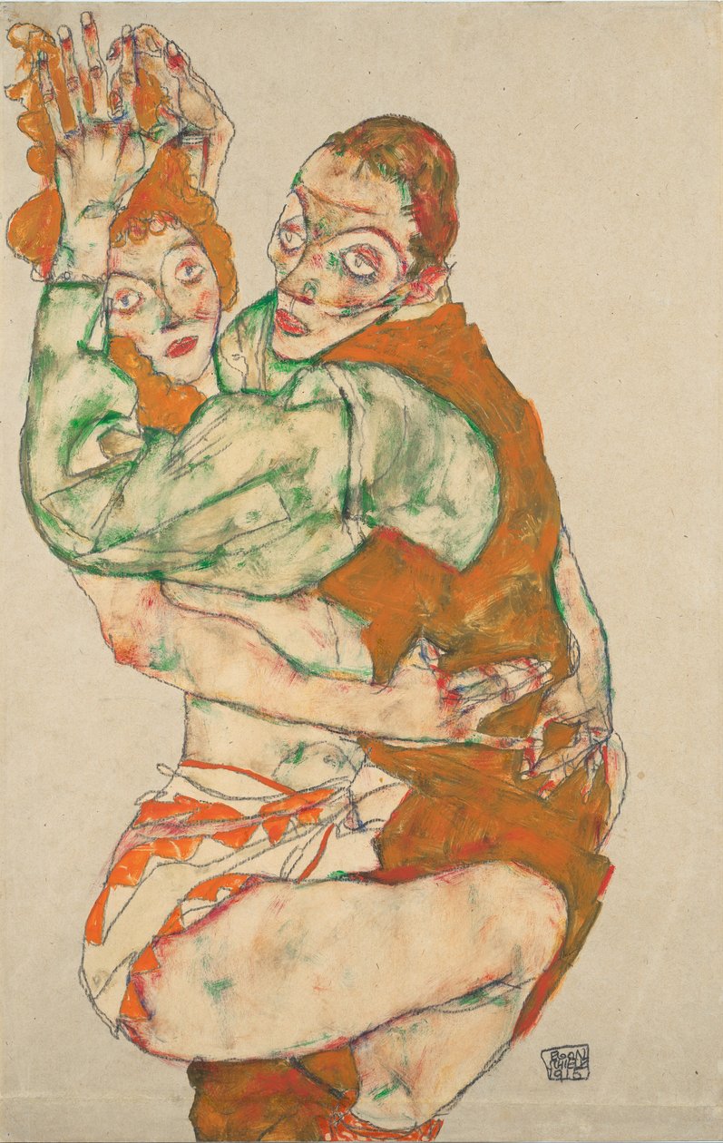 Rakastelu, 1915 tekijältä Egon Schiele