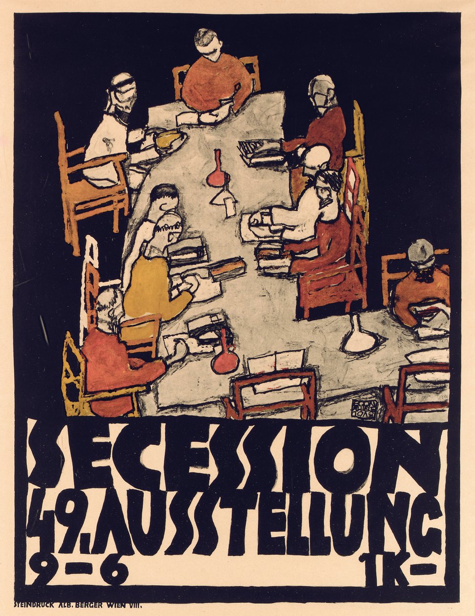 Julistemainonta Secession 49 -näyttely tekijältä Egon Schiele