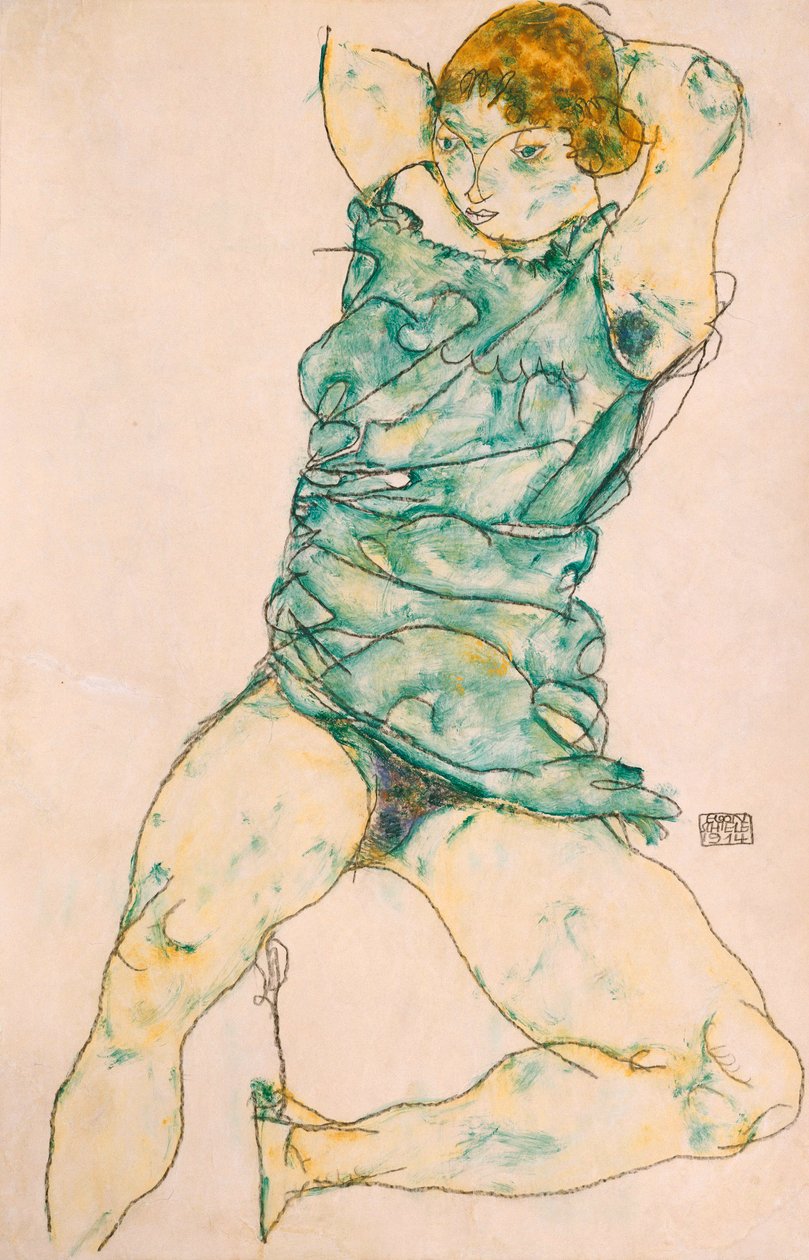 Makaava tyttö, 1914 tekijältä Egon Schiele