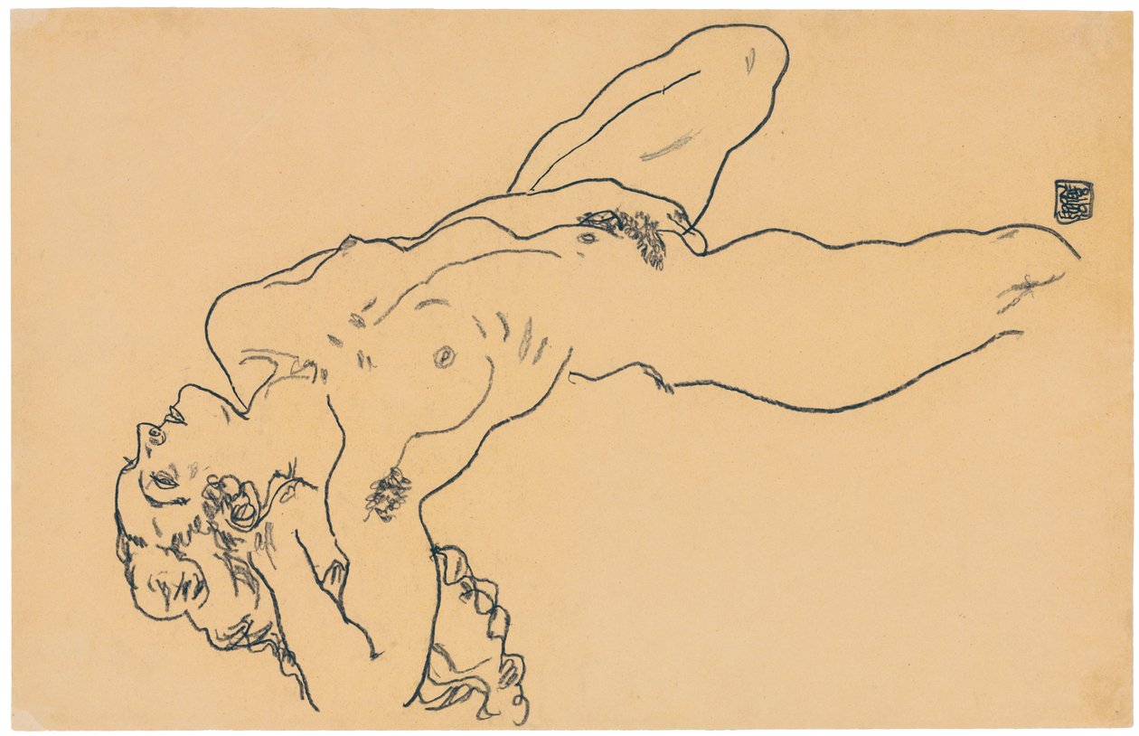 Makaava alaston, 1918 tekijältä Egon Schiele