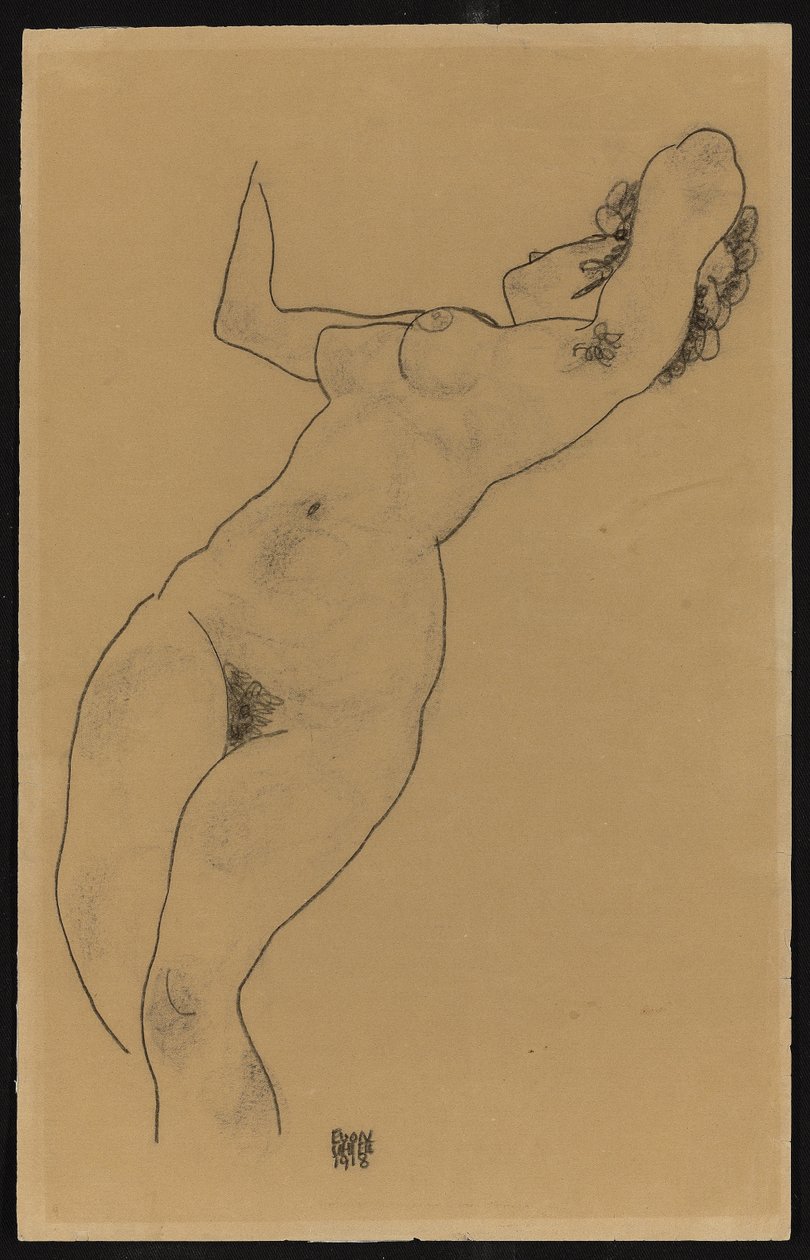 Makaava alaston, 1918 tekijältä Egon Schiele