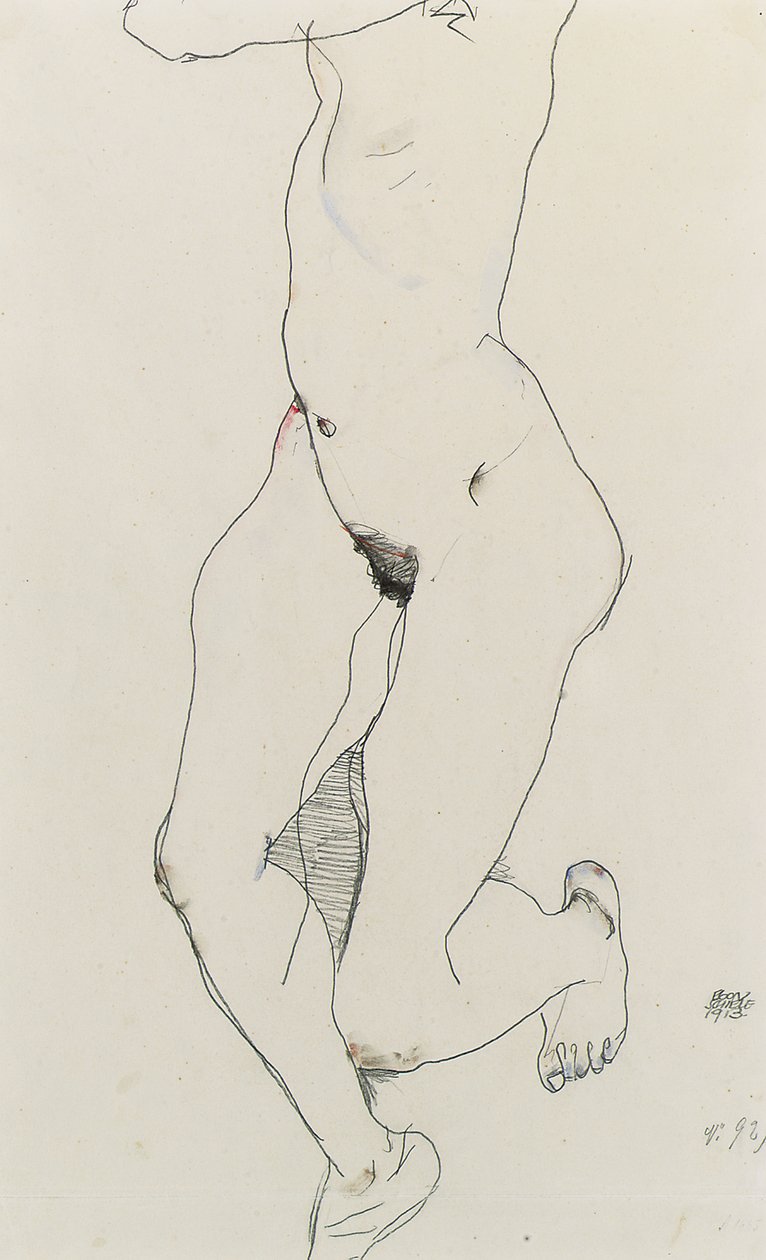 Juokseva nainen, 1913 tekijältä Egon Schiele