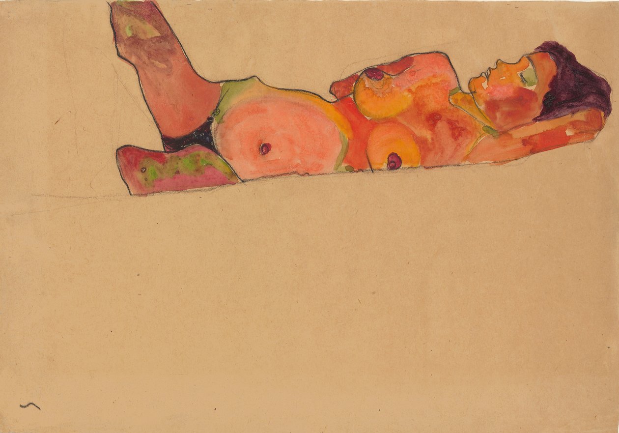 Nukkuva tyttö, 1910 tekijältä Egon Schiele
