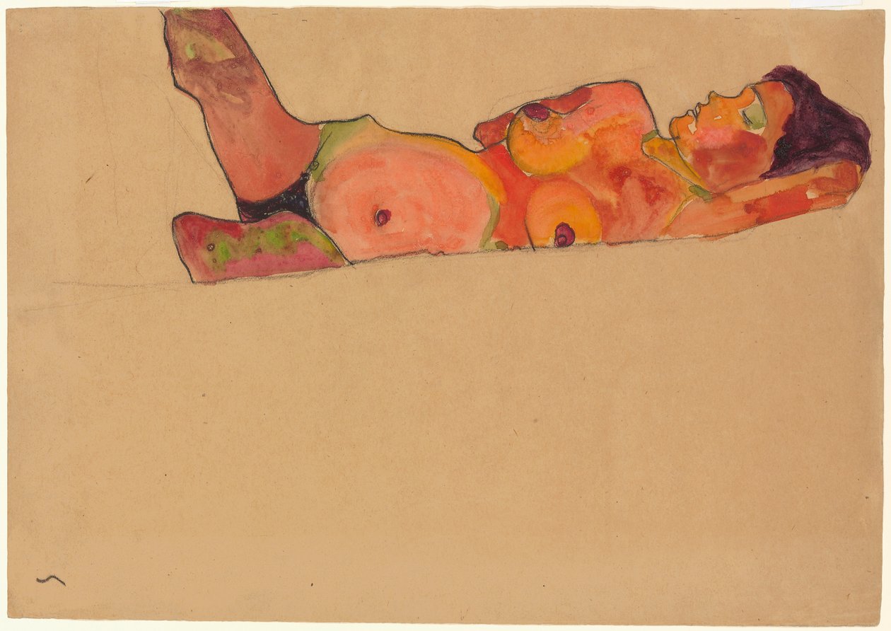 Nukkuva tyttö; Makaa nukkuva tyttö, 1910 tekijältä Egon Schiele